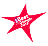 A red star with the words " best of the triangle 2 0 1 2 ".