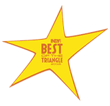 A yellow star with the words " new best triangle 2 0 1 3 ".