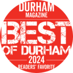 A red circle logo says Durham Magazine Best of Durham 2024 Reader's Favorite
