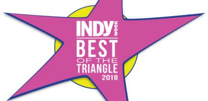 Indy Best Triangle 2018 star-shaped logo in pink and purple.